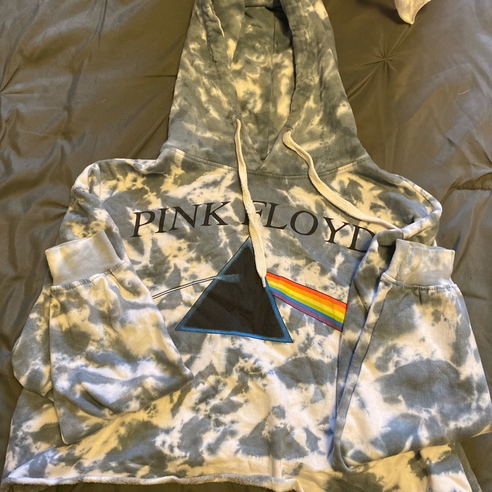 Tie dye Pink Floyd cropped hoodie